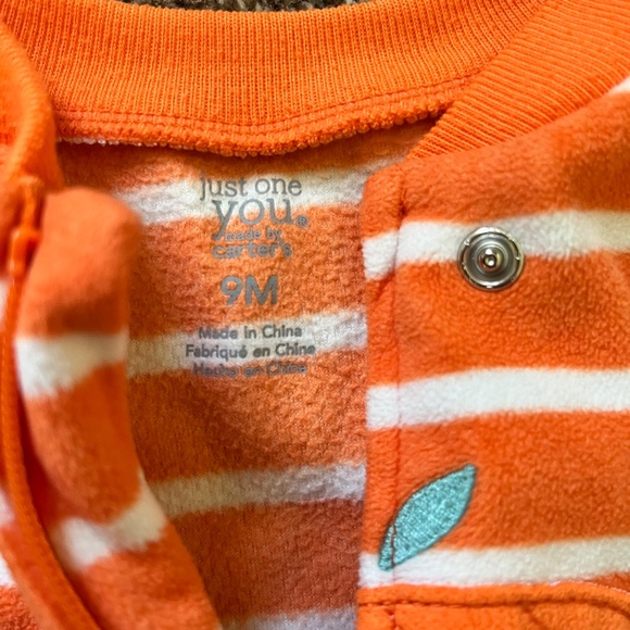Carter's Halloween Fleece Footed Zipper Pajamas & Pumpkin Spice Onesie, Size 9M - Picture 2 of 10